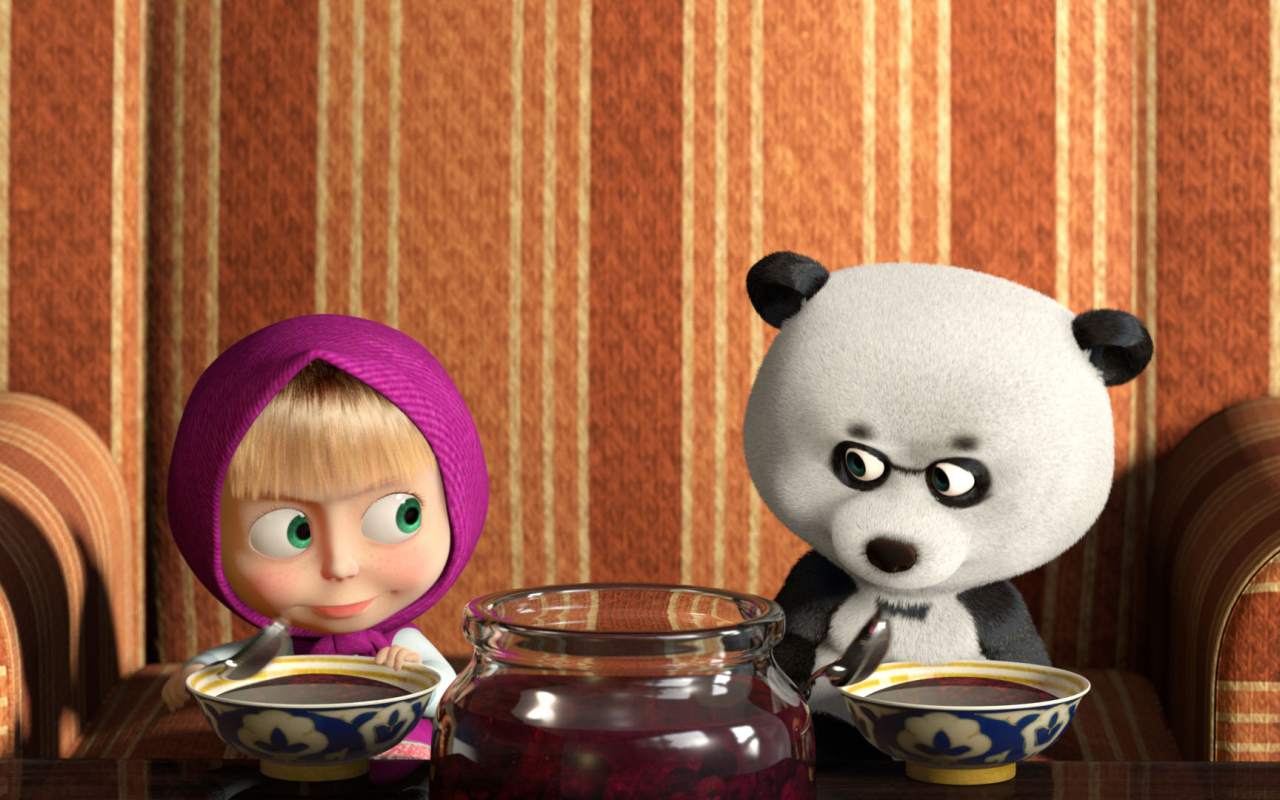 Маша кушает варенье, мультфильм Маша и медведь