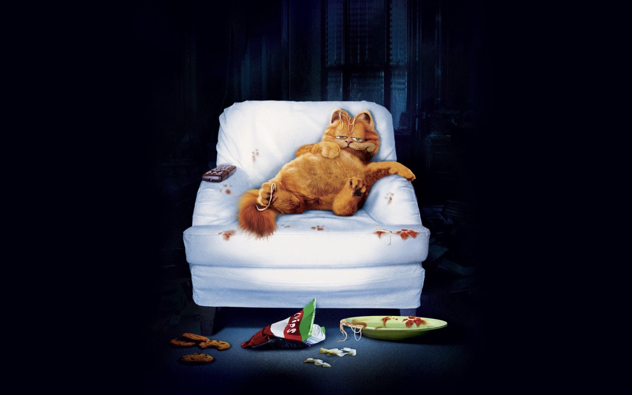 Неряшливый Гарфилд на кресле