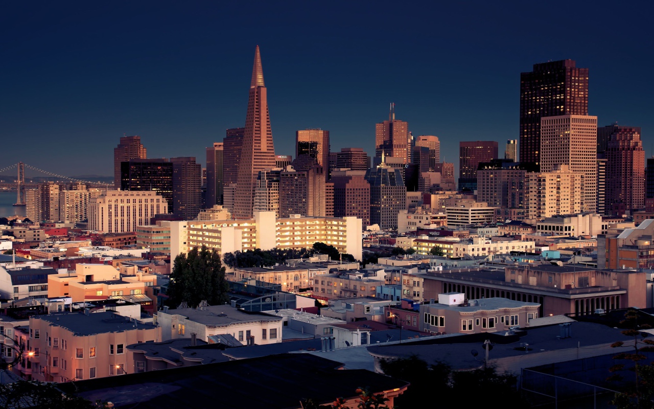 Вечерние небоскребы города Сан-Франциско