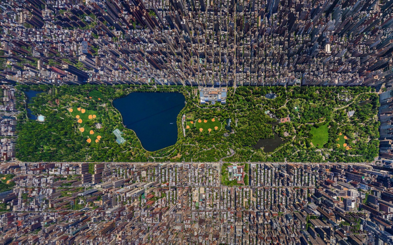 Вид сверху на Центральный парк, Нью-Йорк