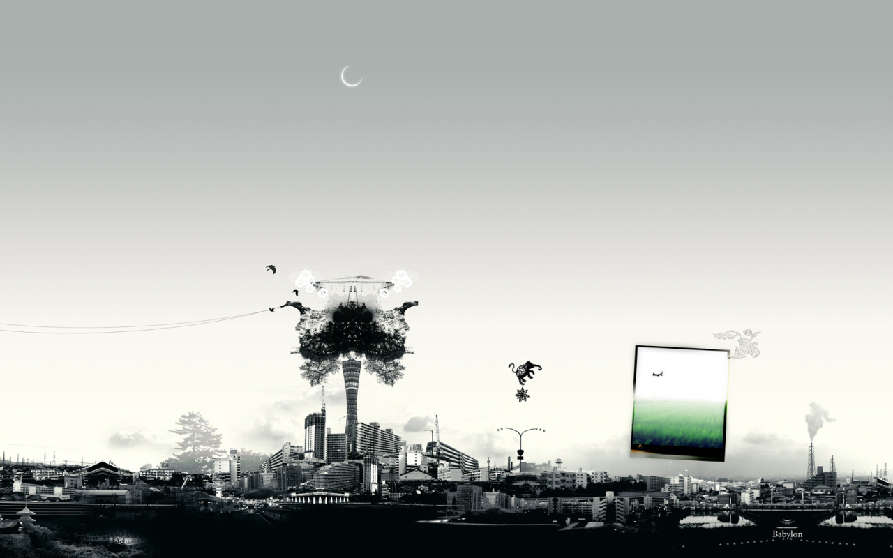 Летающий слон над городом