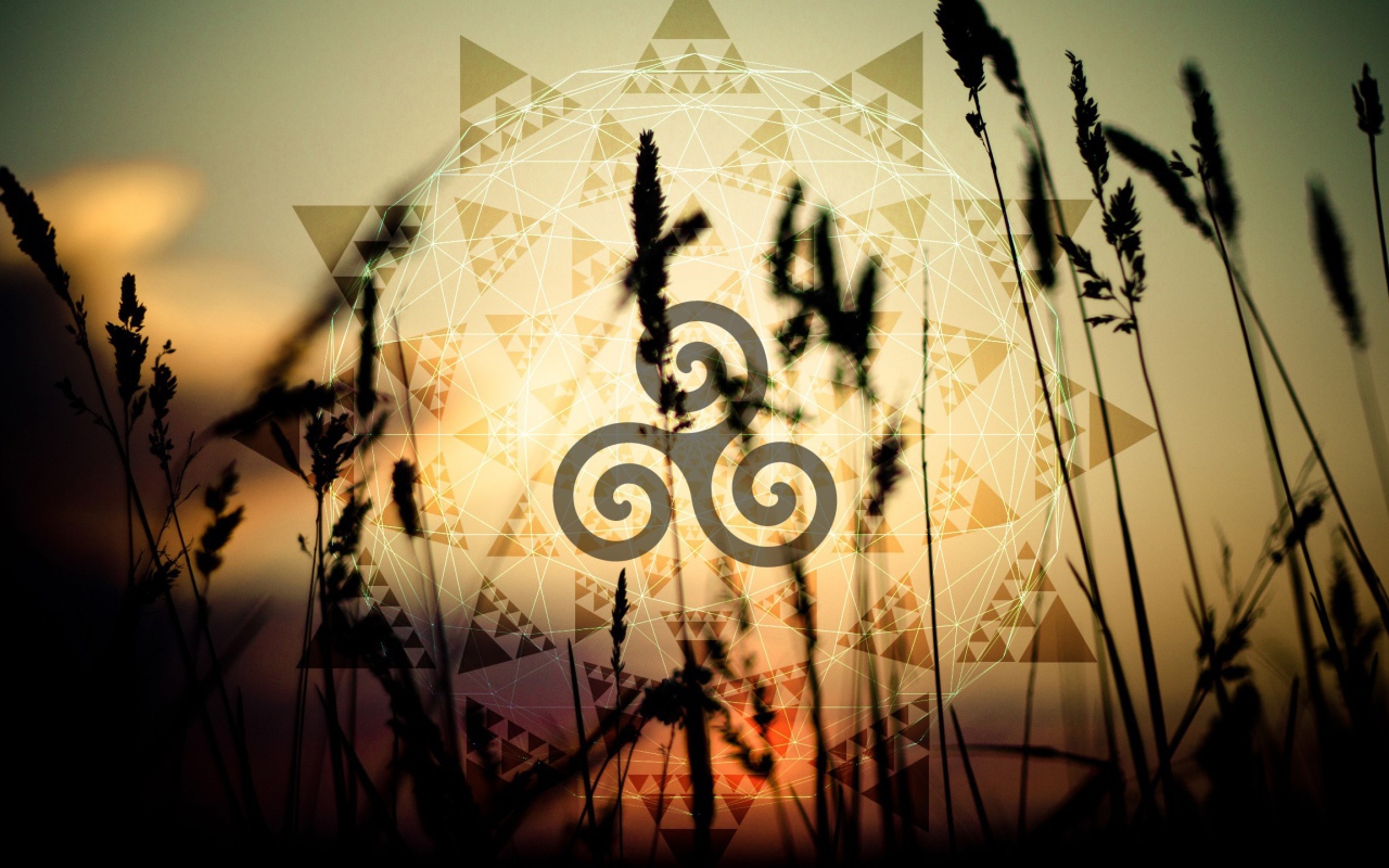 Символ солнца на фоне колосков