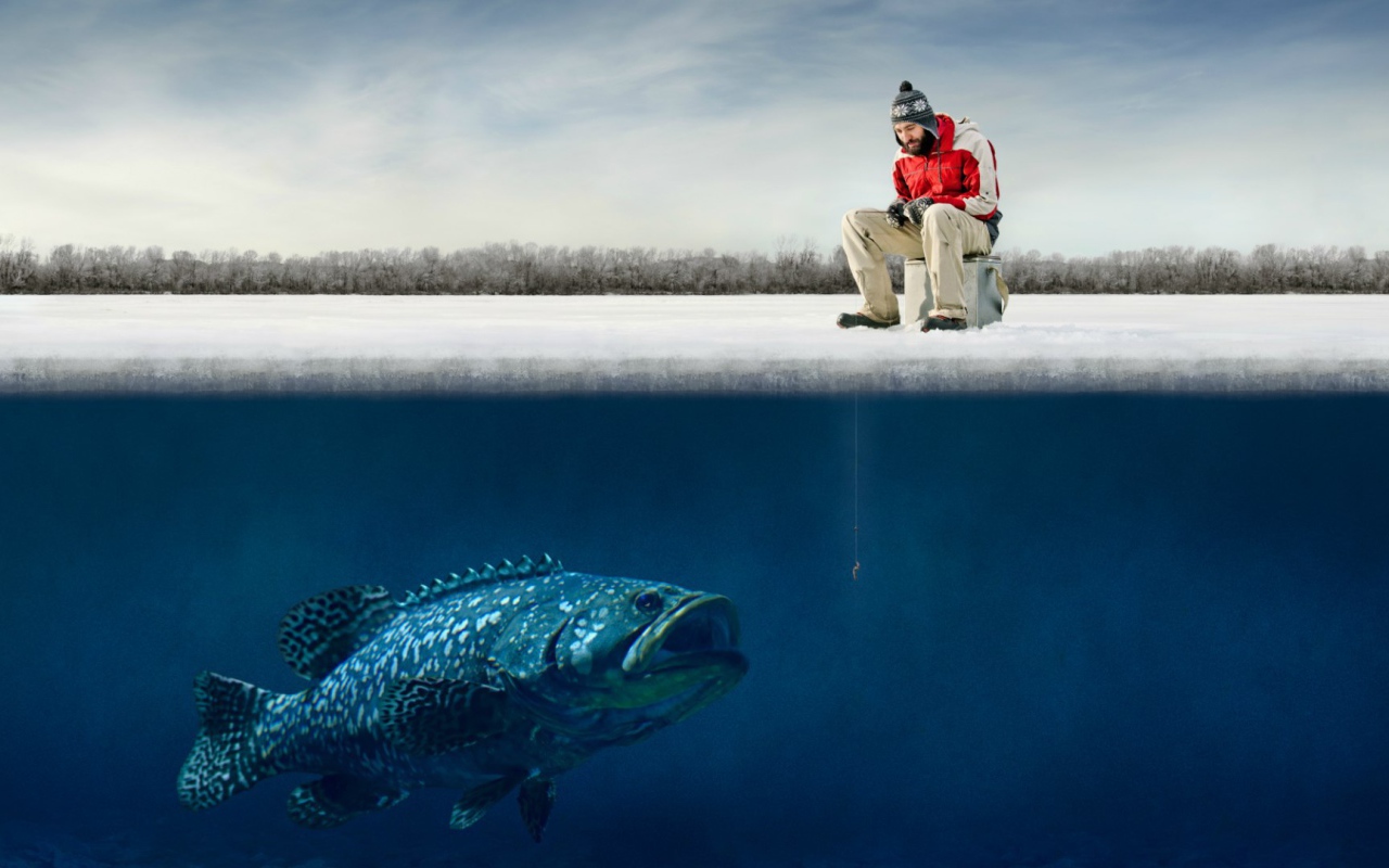 Зимняя рыбалка на озере