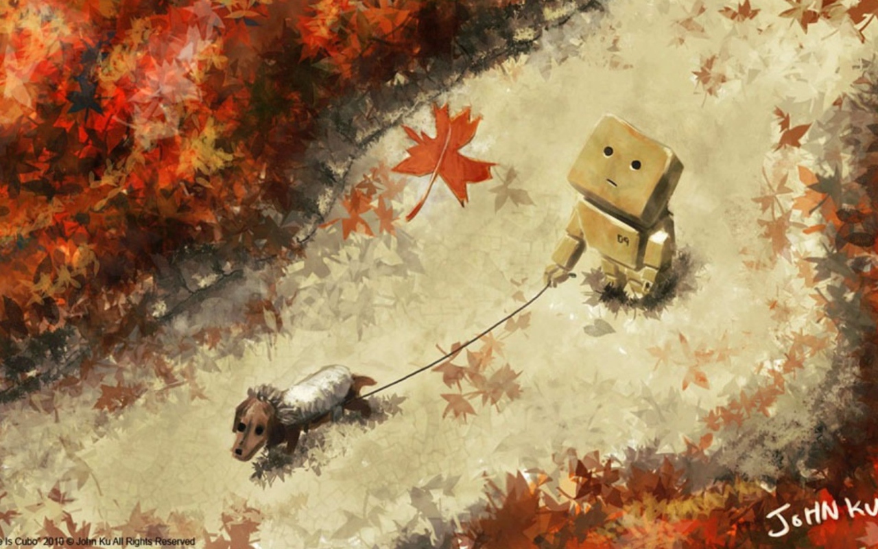 Дандо выгуливает собаку, рисунок