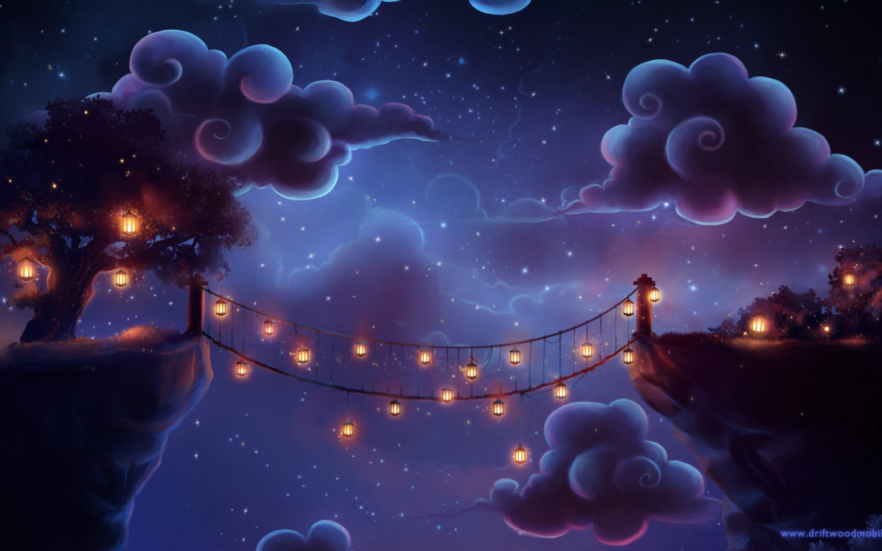 Ночные фонари на мосту