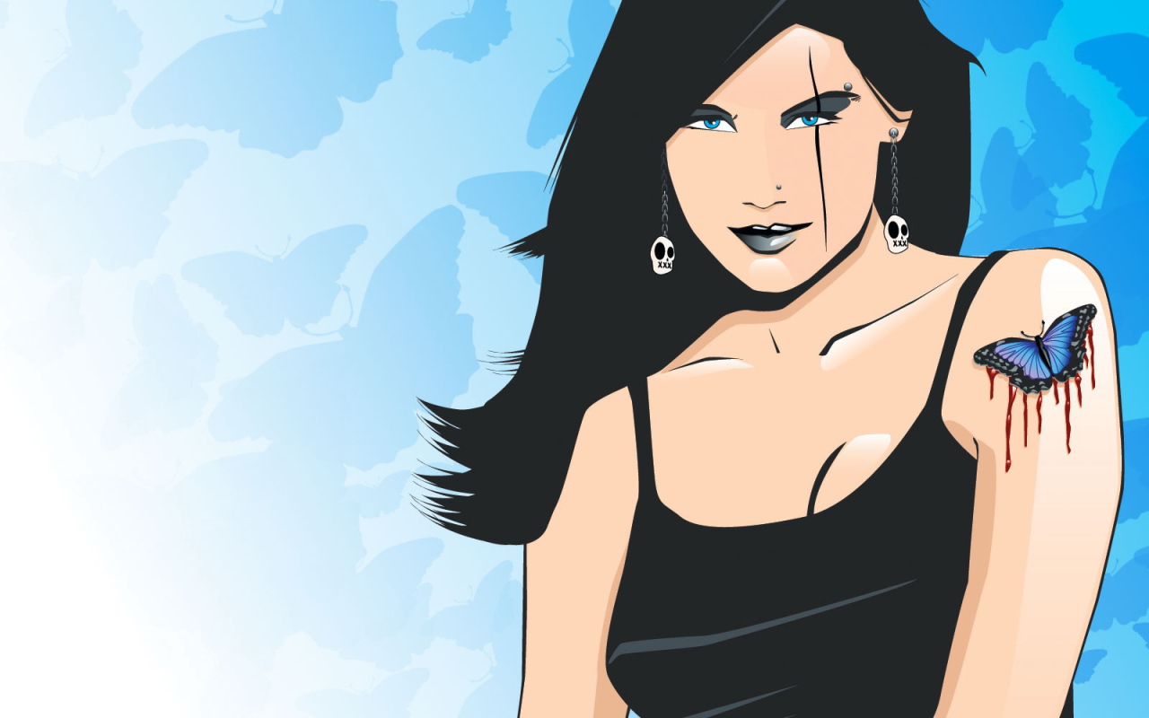 Бабочка на руке девушки