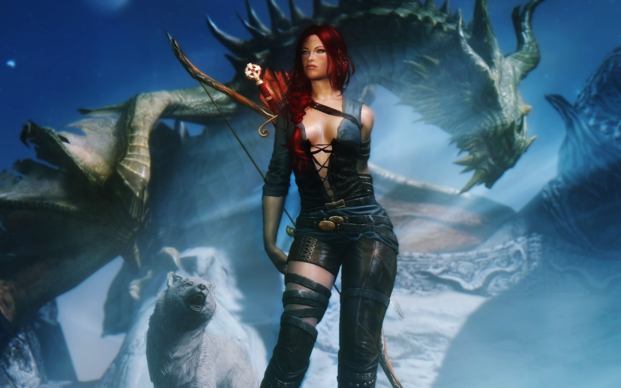 Лучница на фоне дракона, фэнтези