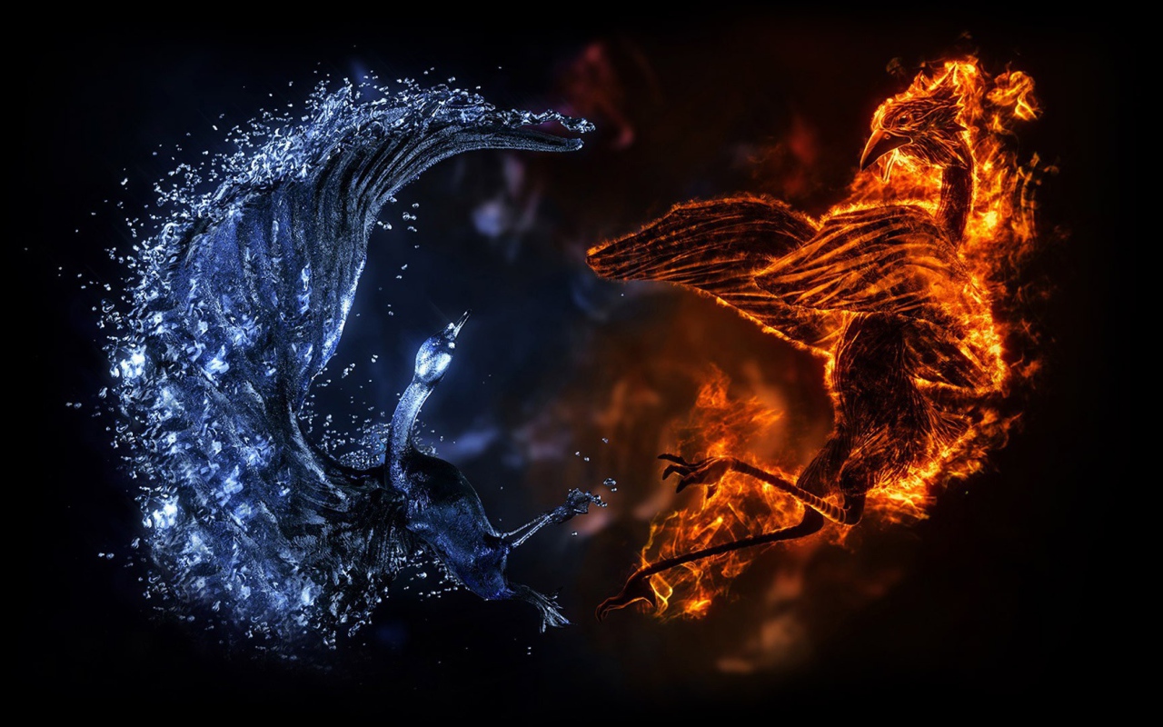 Сражение огненного и водного драконов
