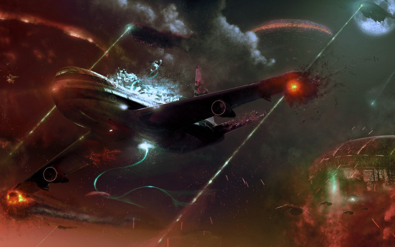 Удар лазера по самолету