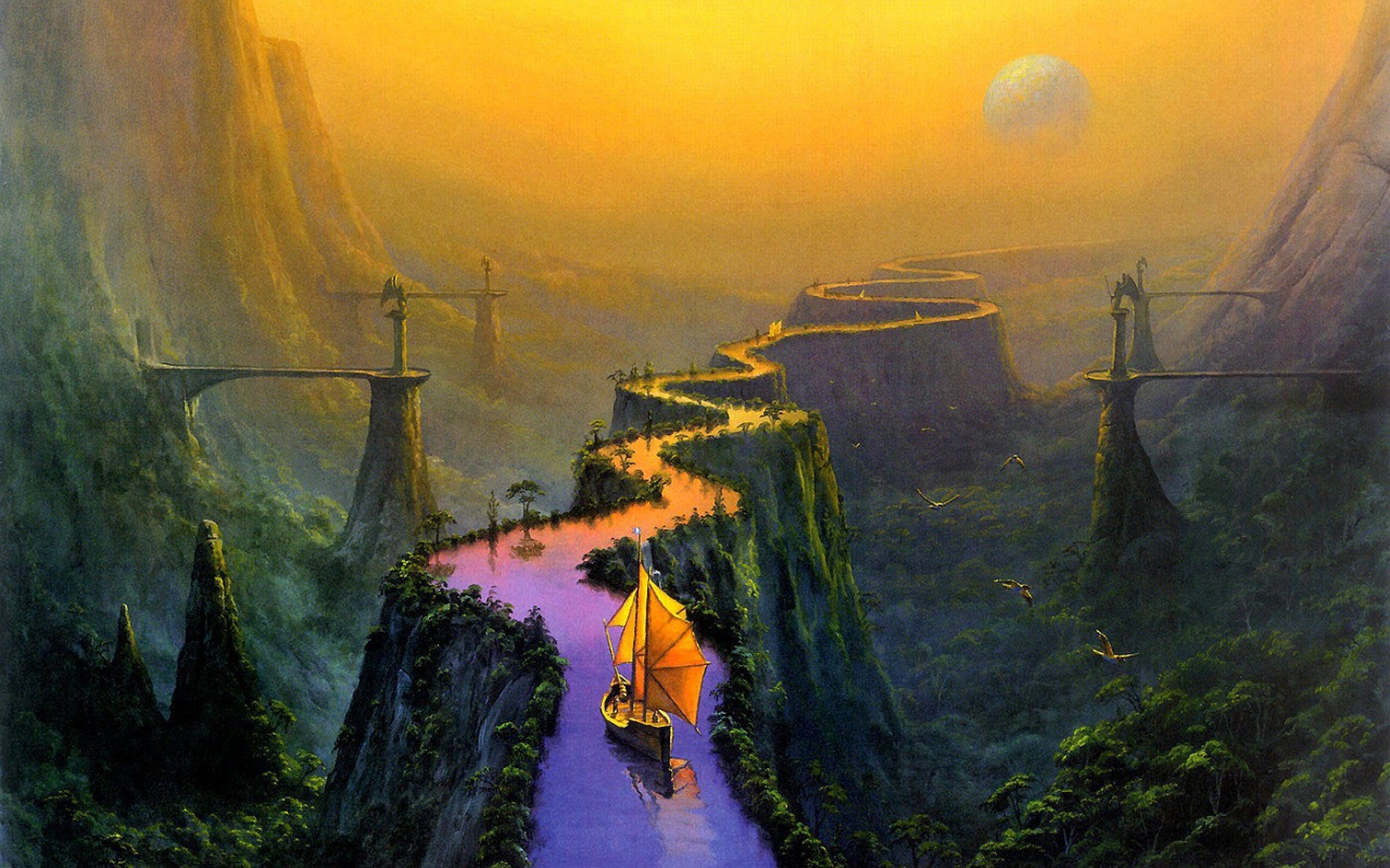 Канал среди гор фэнтези