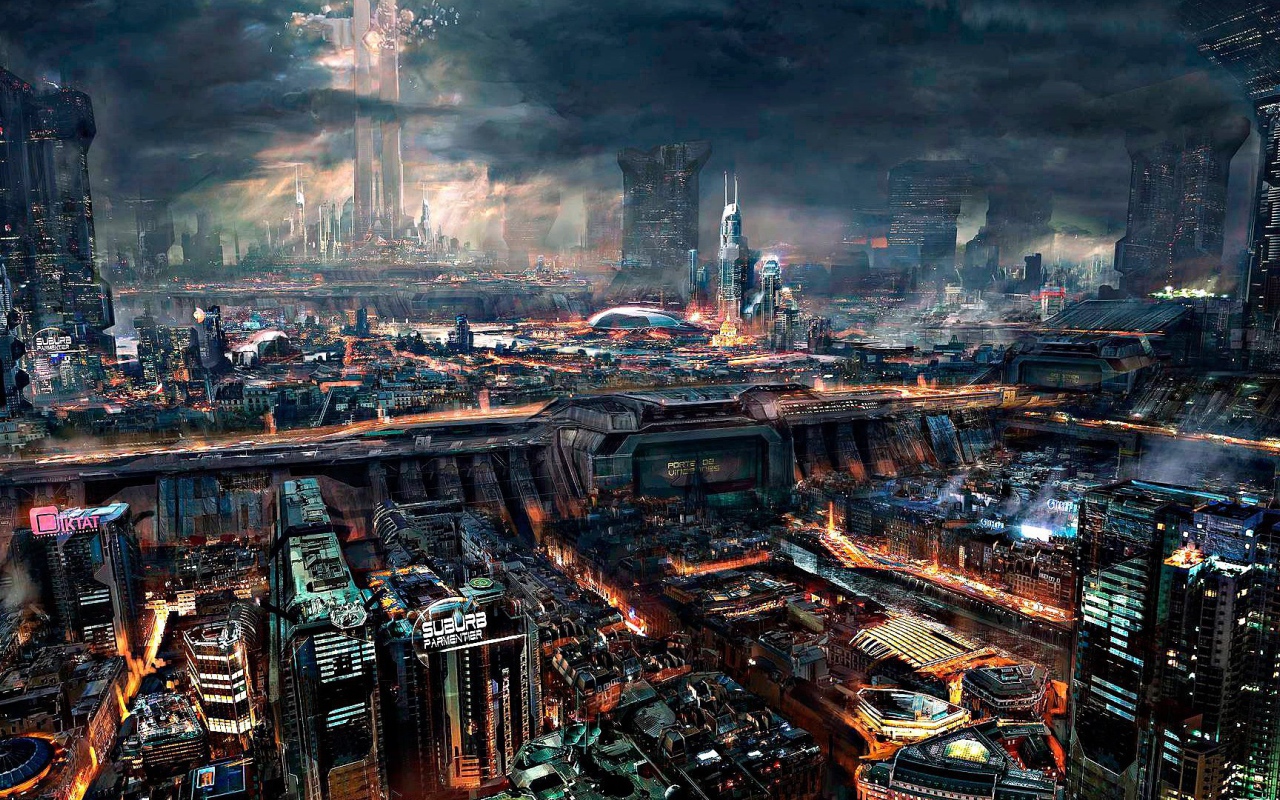 Плотная застройка в городе будущего