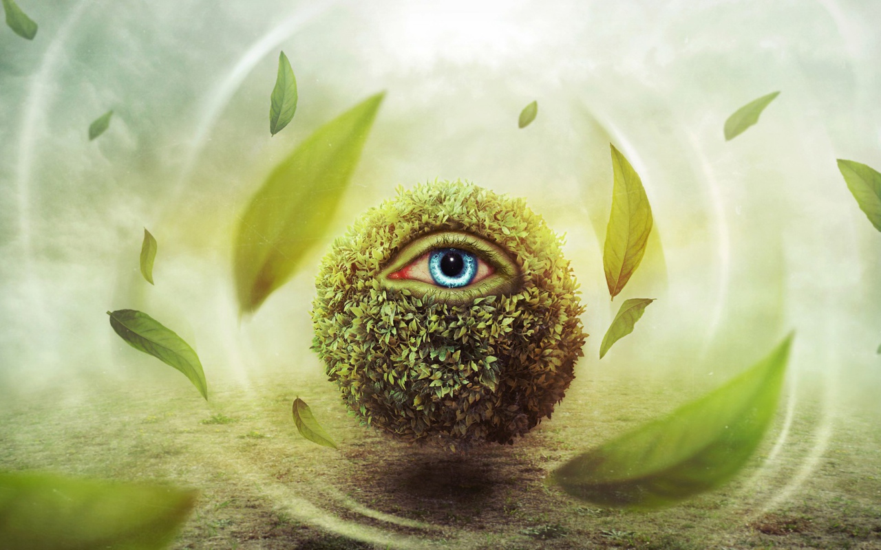 Глаз в шаре из листьев