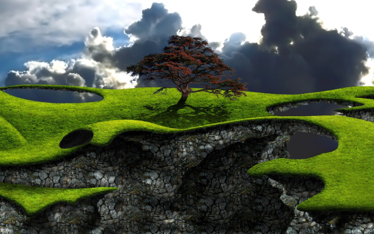 Фантастический пейзаж с парящими островами