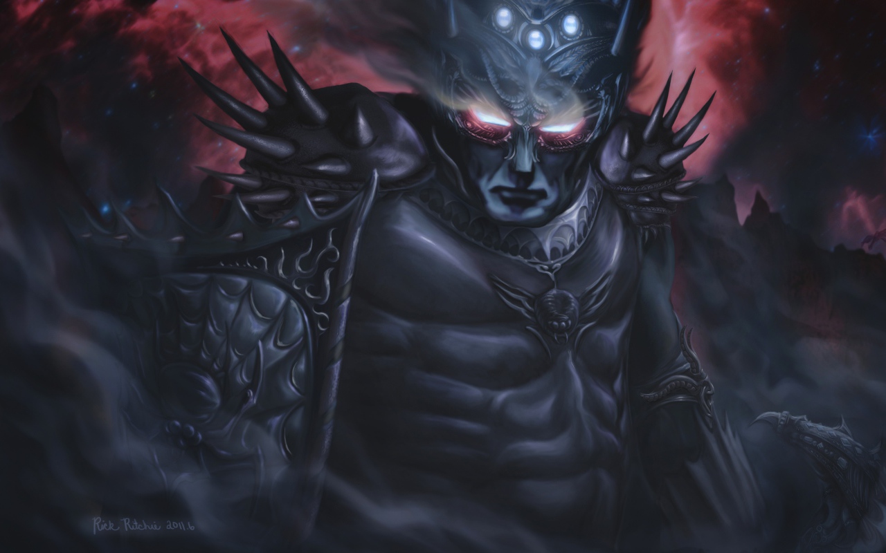 Фэнтези персонаж в черных латах