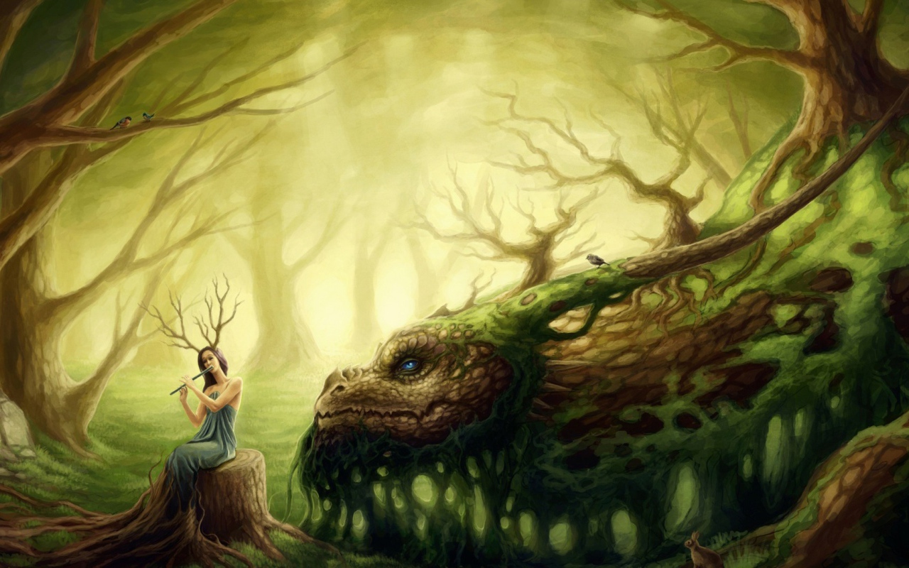 Лесная фея играет на свирели