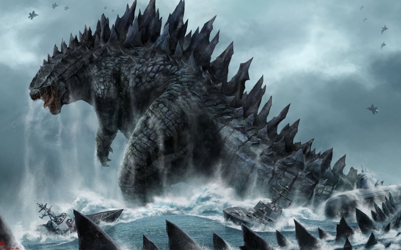 Годзила бушует в море