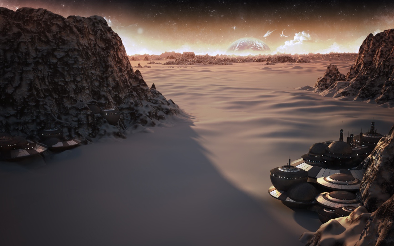 Круглые дома в колонии на другой планете