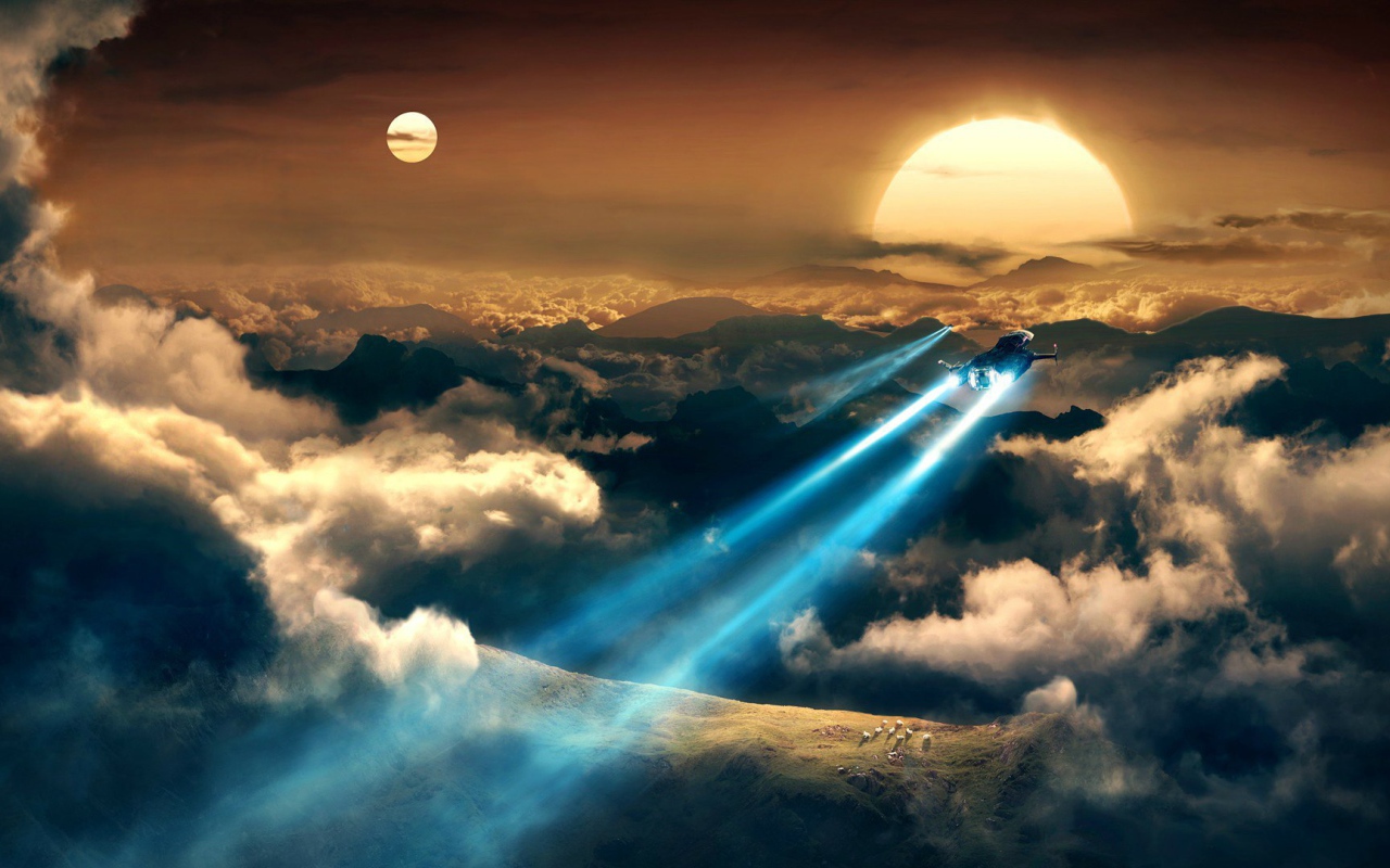 Космические истребители в облаках