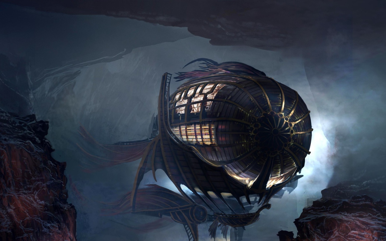 Дирижабль спрятан в пещере