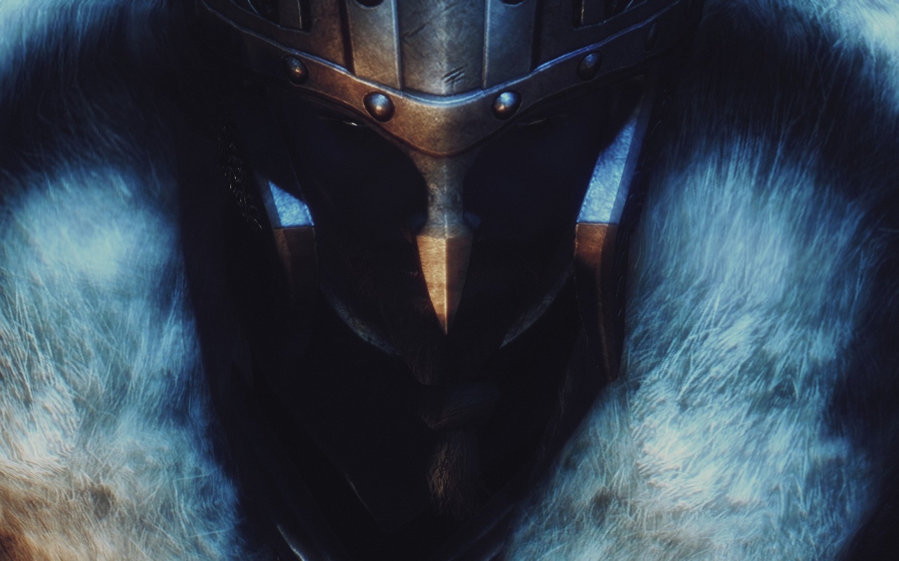 Воин в шлеме и мехах