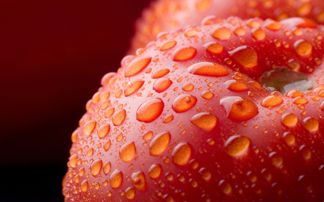 Мокрое красное яблоко