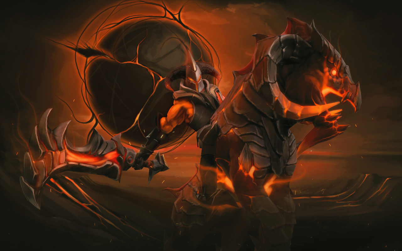 Демон на огненном звере в игре Dota 2