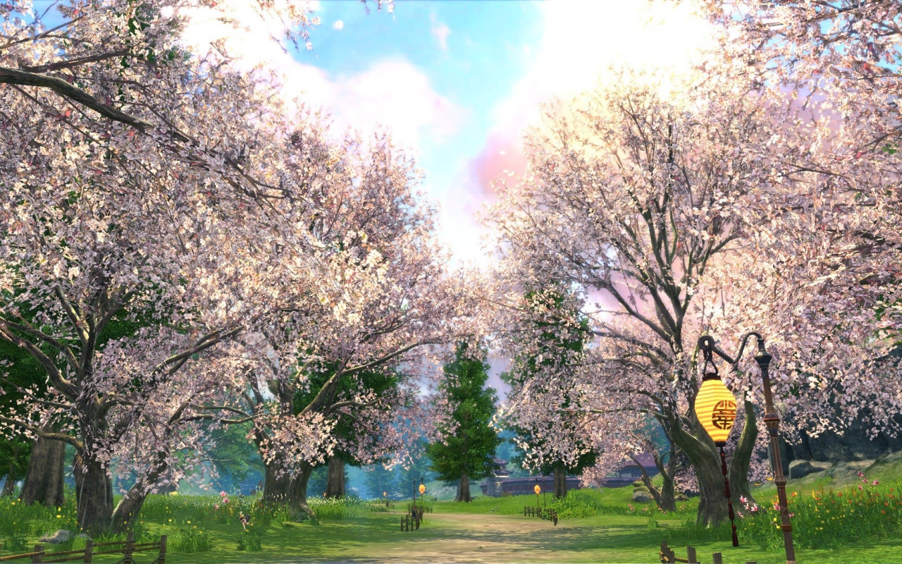 Цветущий сад в игре Blade & Soul