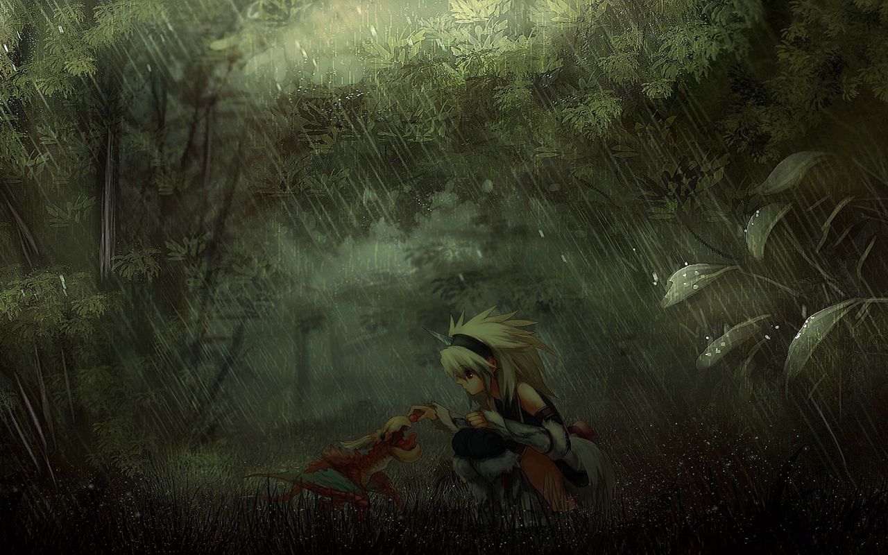 Девушка с дракончиком, игра Monster Hunter