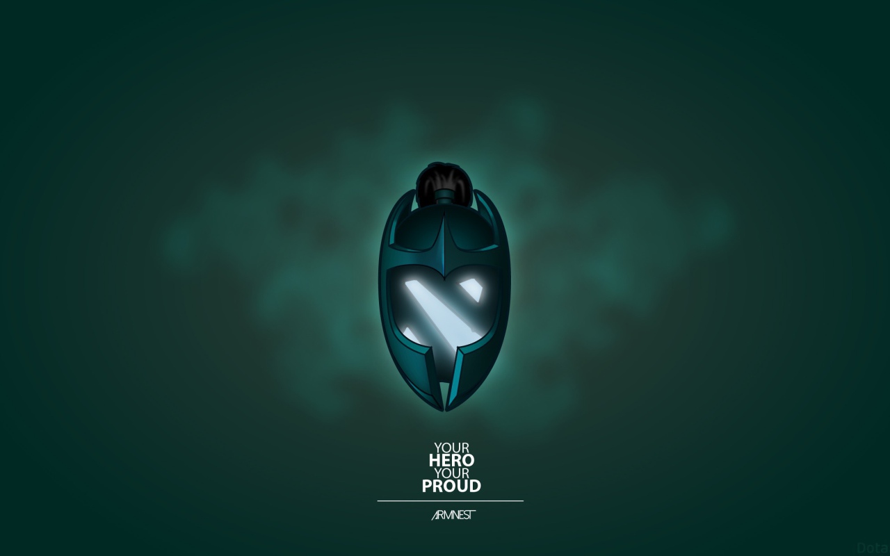 Маска из игры Dota 2, зеленый фон