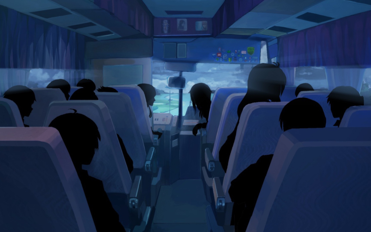 Люди в автобусе в игре Бесконечное лето