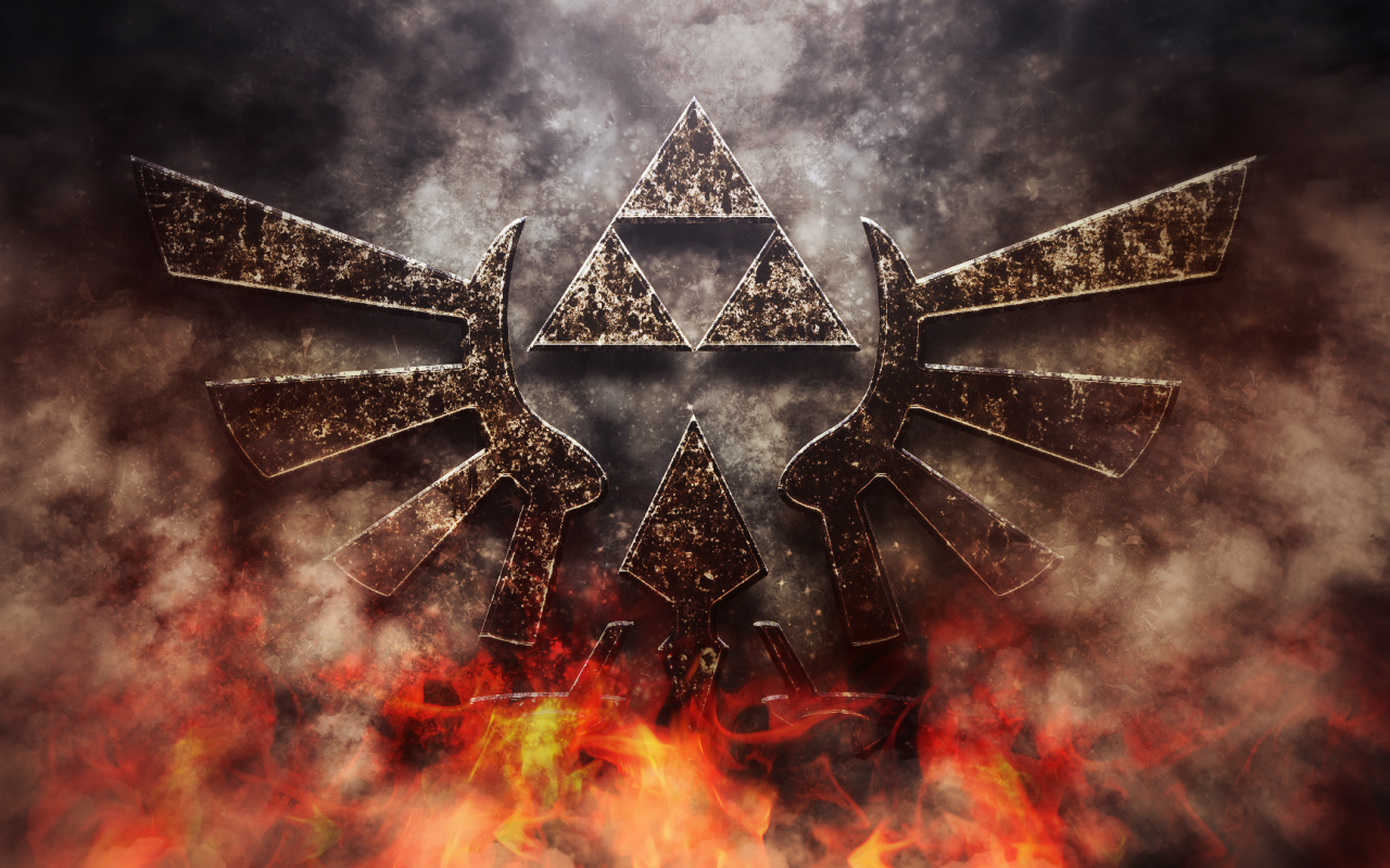 Символ игры The Legend of Zelda в огне