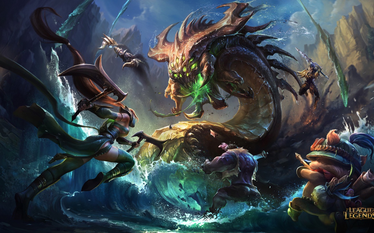 Сражение с драконом в игре League of Legends