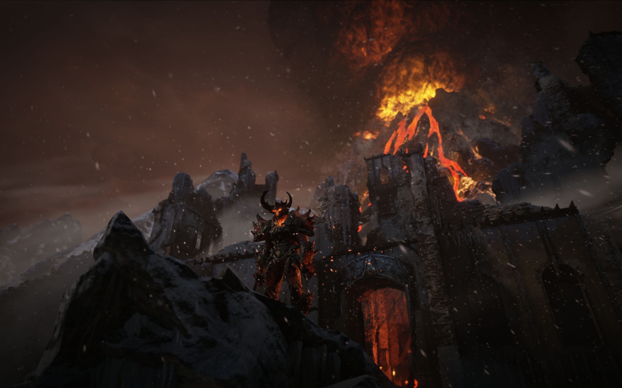 Демон у огненной горы в игре Unreal Engine 4