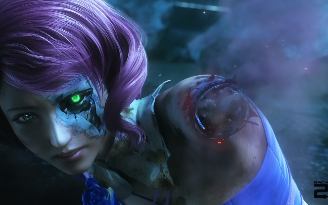 Девушка робот с зеленым глазом