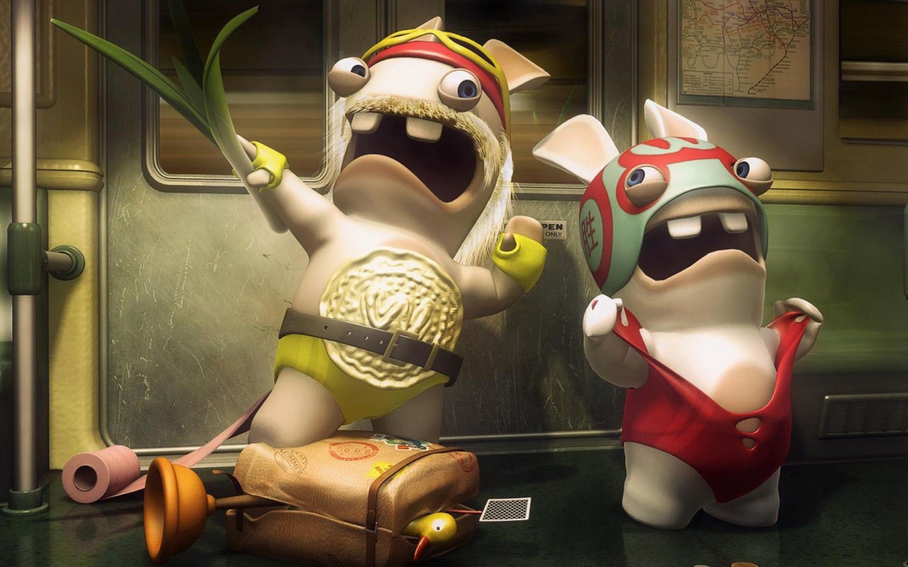 Два персонажа игры Rayman Raving Rabbids