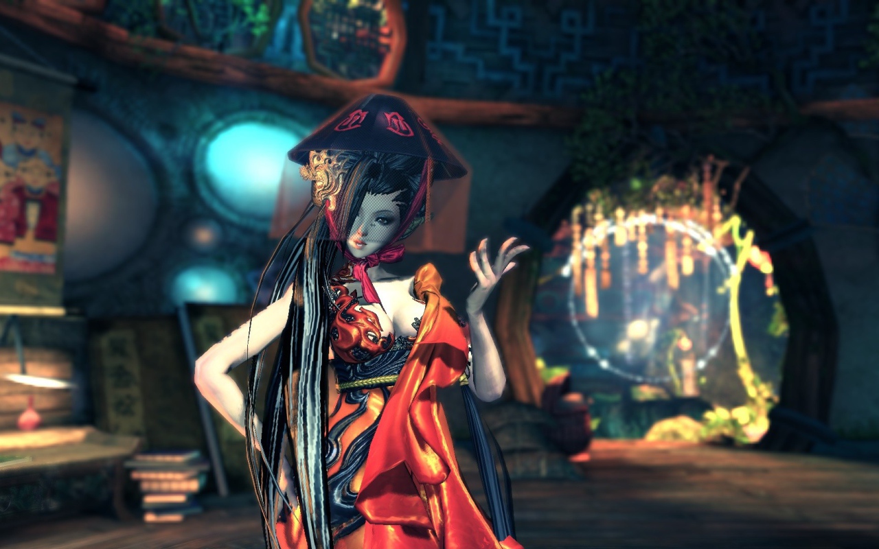 Вуаль на лице девушки из игры Blade & Soul