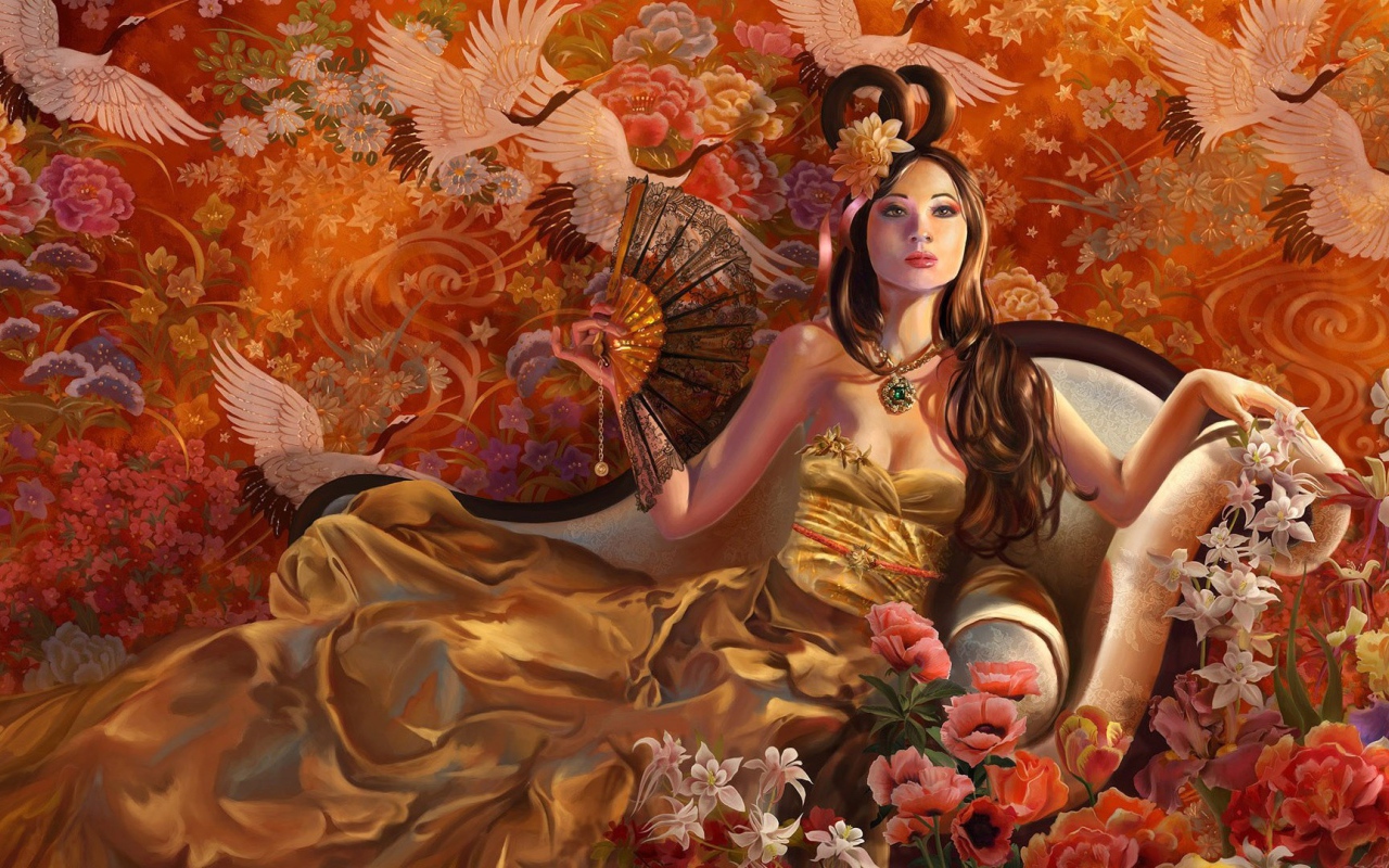 Восточная девушка с веером