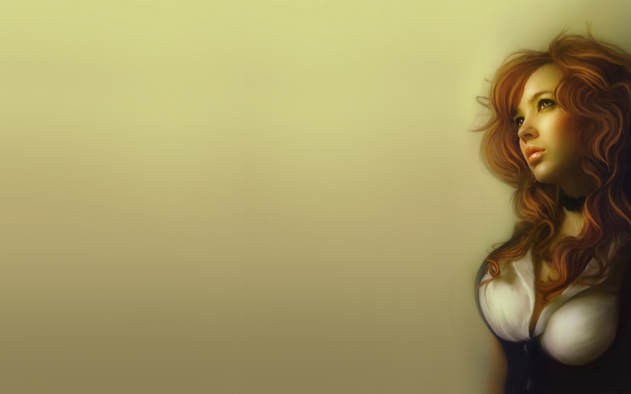 Рыжеволосая девушка на картине