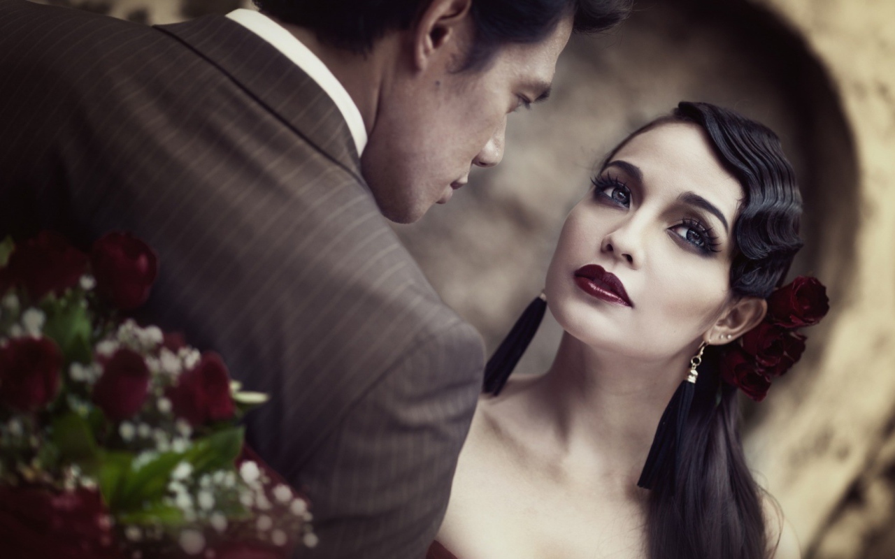 Влюбленная пара в стиле ретро