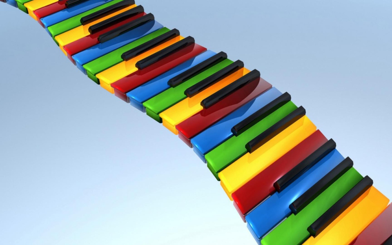 Радужная изогнутая клавиатура пианино