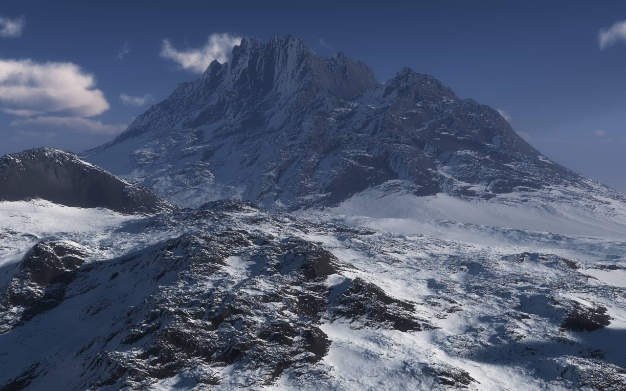 Подъем к вершине горы, снег