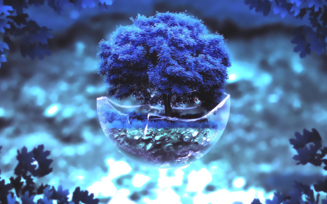 Бонсай с синим деревом