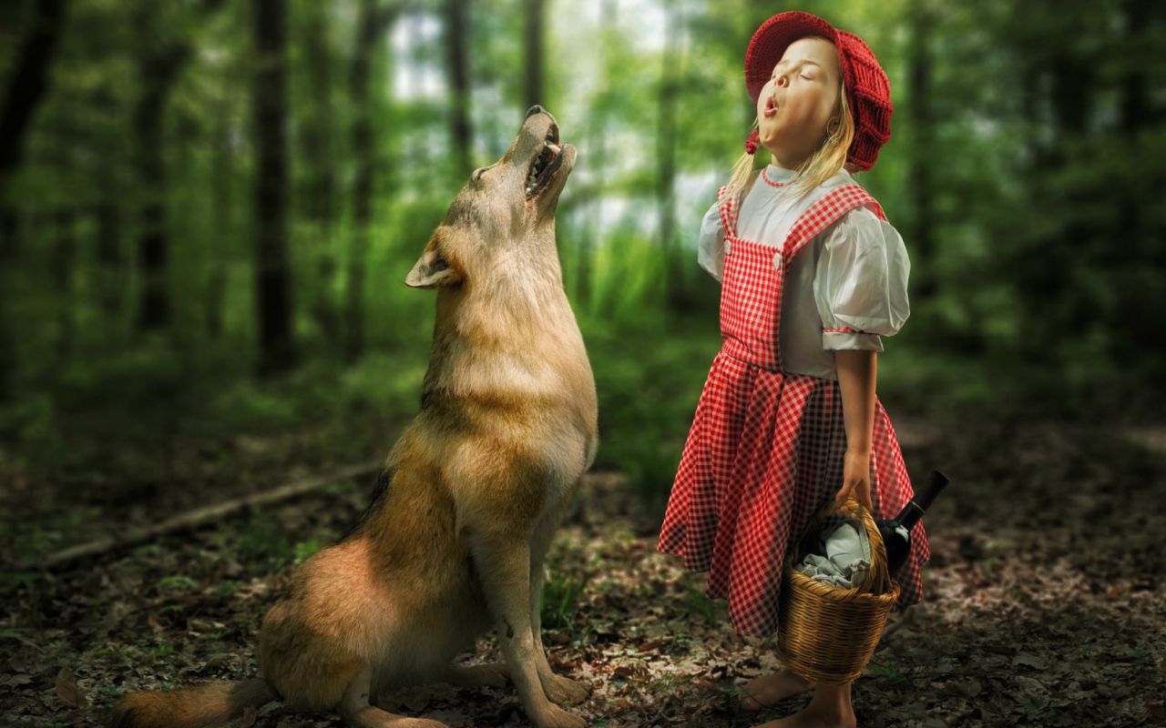 Девочка Красная шапочка и волк