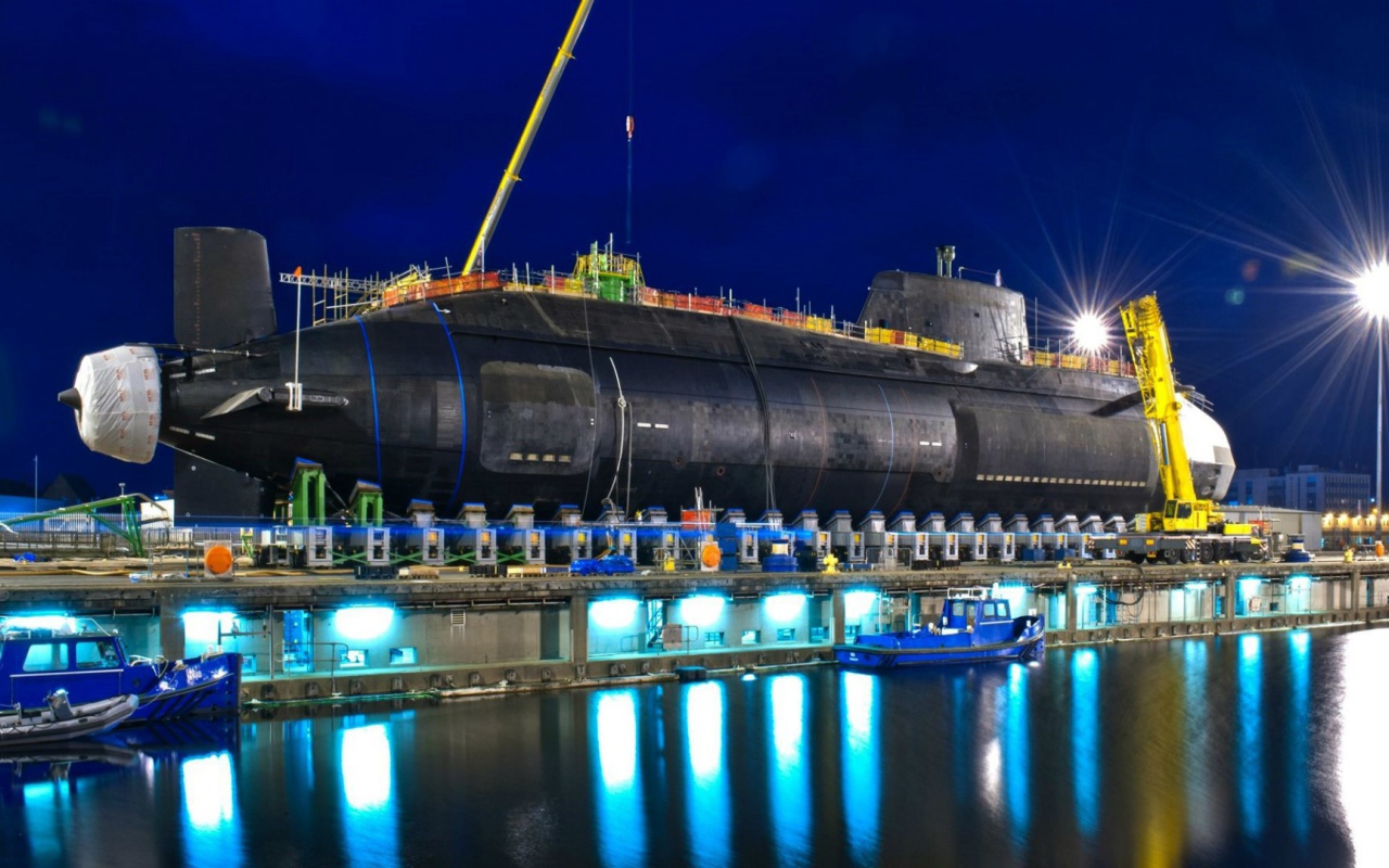 Nuclear submarine in dock