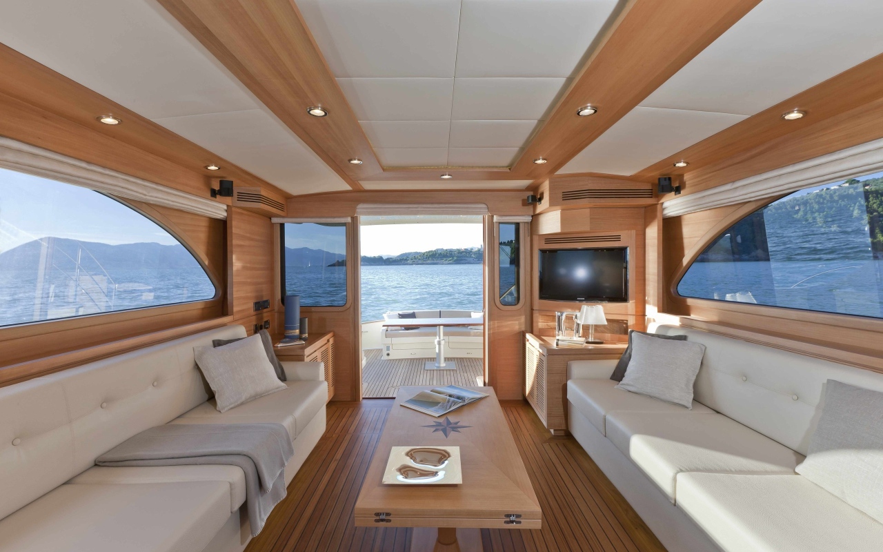 The interior of a luxury yacht