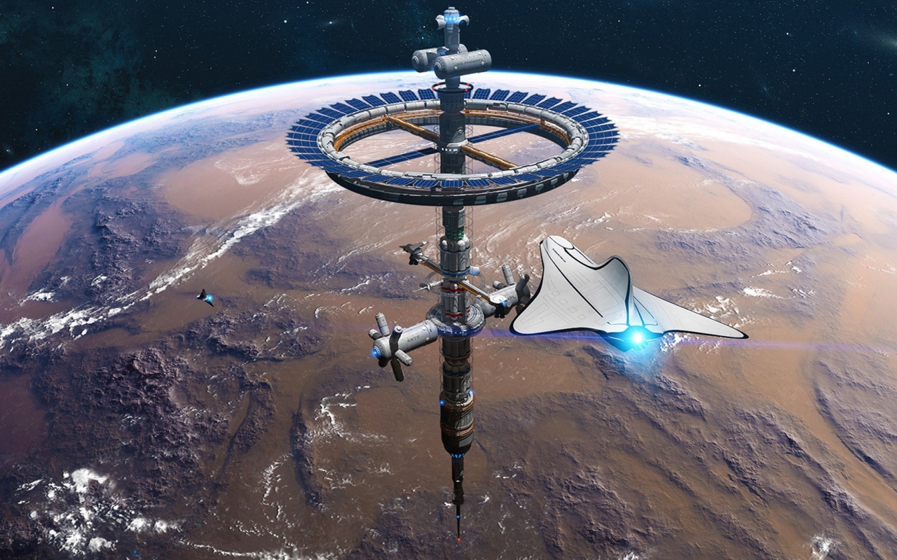 Космическая станция над Марсом