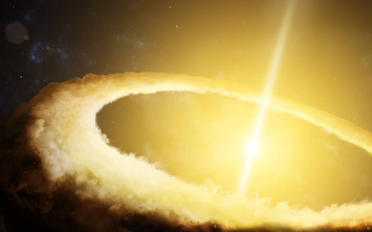 Луч плазмы пробил туманность в космосе