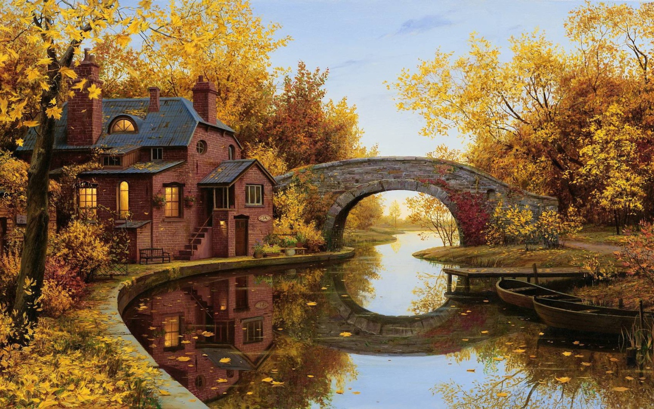 Старинный мост через речушку