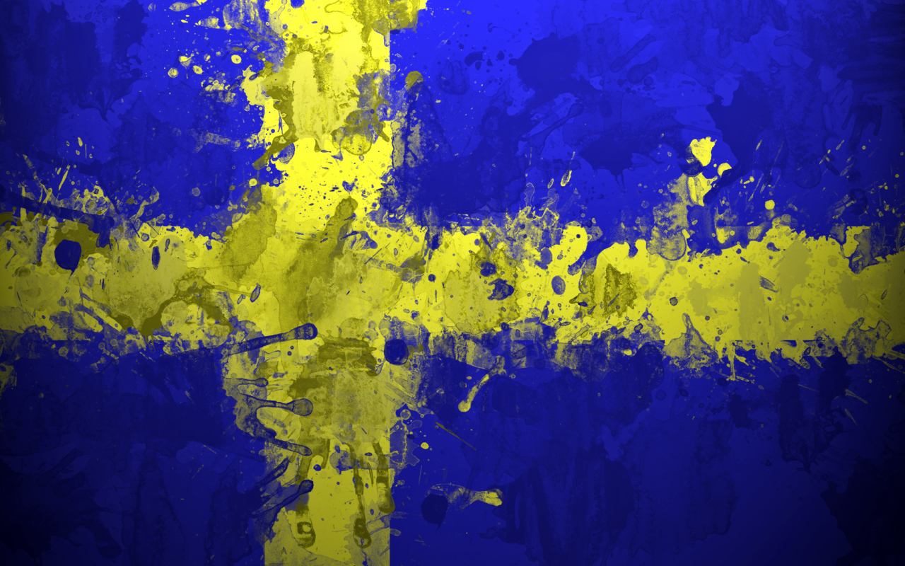 Нарисованный красками флаг Швеции