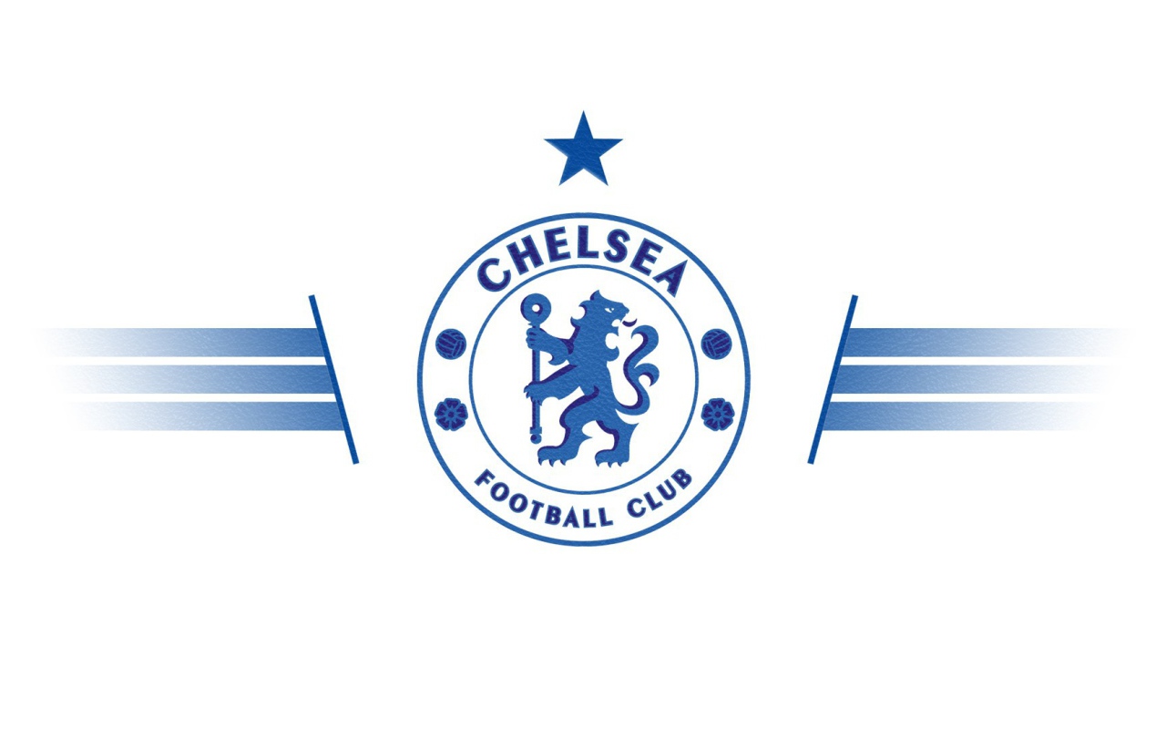 Футбольный клуб Челси, логотип  голубой на белом